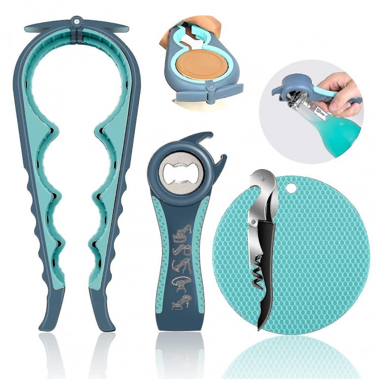 Jar Opener For Weak Hands Light Blue Fashion Design Bottle Opener For Seniors With Arthritis Tool