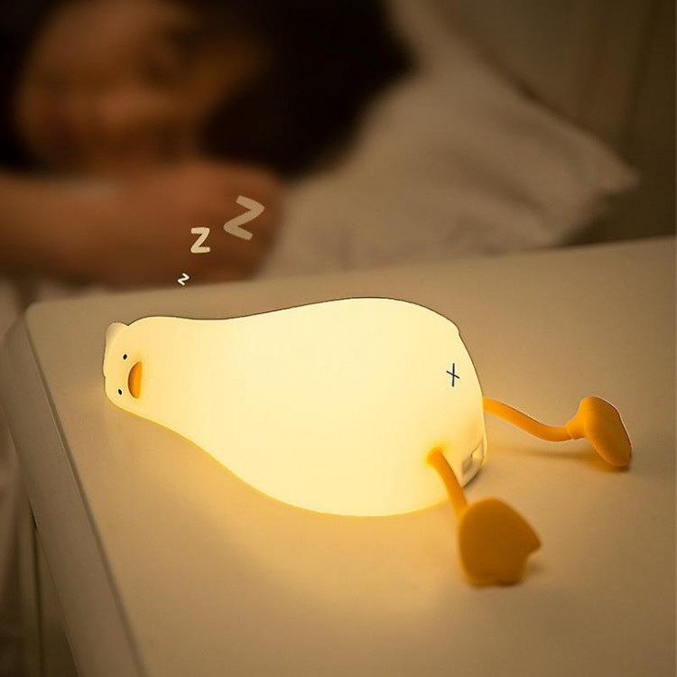 LED Lying Flat Duck, 3-Level Dimmable Nursery Light, Cute Silicone Duck Shape Nightlight