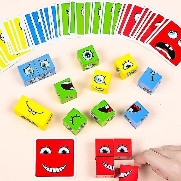 Unlock Fun Learning with Emotion-Changing Expressions Puzzles Cube - Engaging Educational Toy for Kids' Cognitive Development