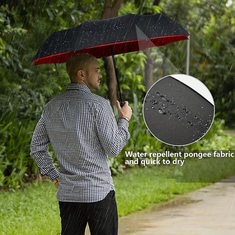 10-Rib Simple Automatic Folding Windproof Umbrella - 41-inch Double-Layer Sun Protection for Extra-Large Coverage