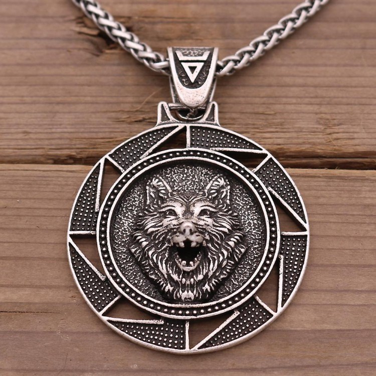 Handmade Witcher Medallion Wolf Necklace - Oxidized Stainless Steel