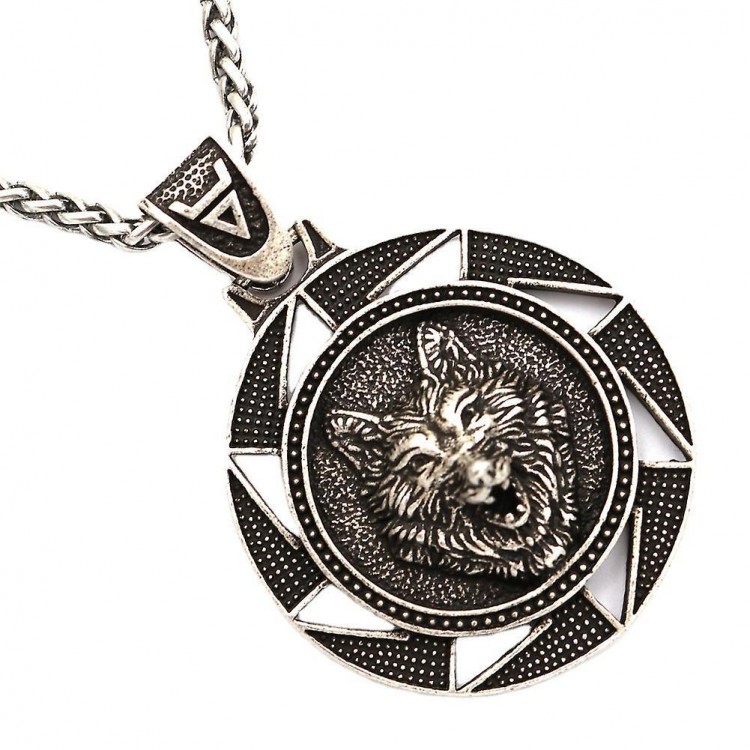 Handmade Witcher Medallion Wolf Necklace - Oxidized Stainless Steel