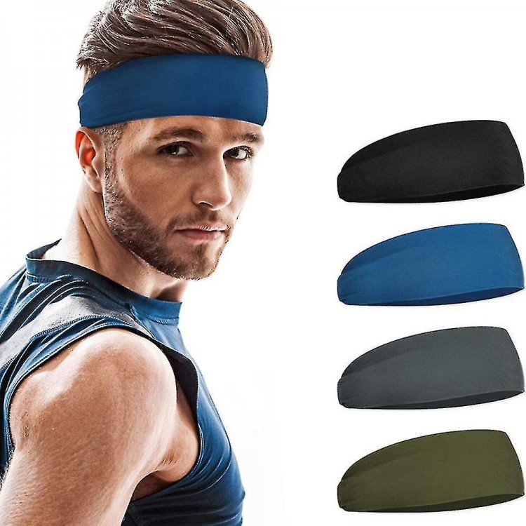 4-Pack Unisex Sports Headbands - Elastic,Moisture-Absorbing Sweatbands