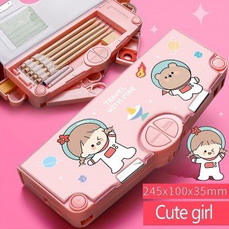 Pencil Case For Girls High-value Multi-functional Stationery Box Pencil Case Primary School Students Large-capacity Creative Deformation Personality