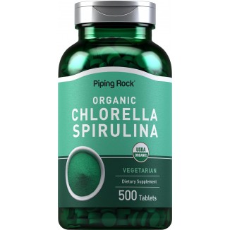 Piping Rock Chlorella Spirulina Organic |500 Tablets| Vegetarian Pills