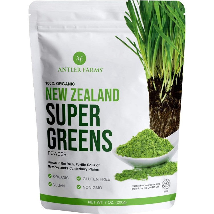 100% Pure Organic New Zealand Super Greens Powder, 40 Servings, 200g