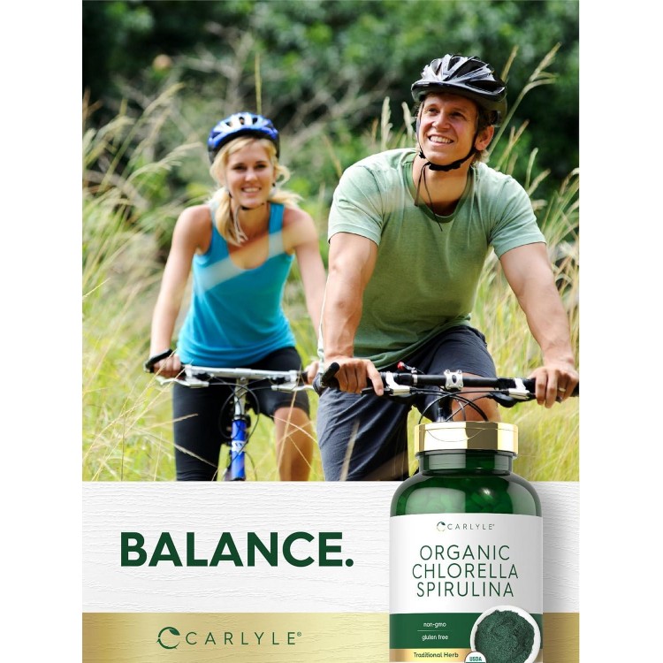 Carlyle Organic Chlorella Spirulina Tablets | Non-GMO And Gluten Free