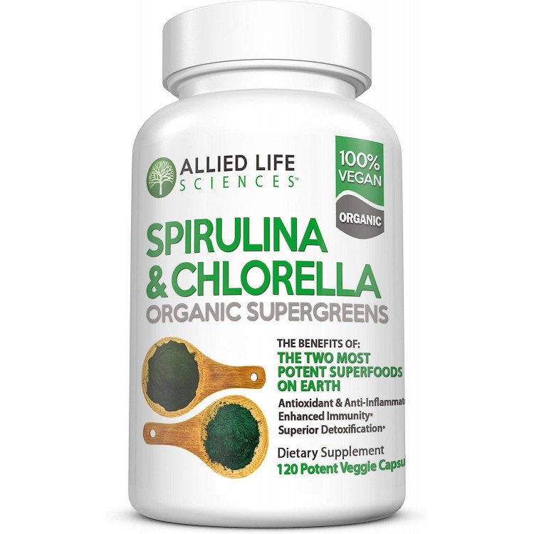 Spirulina and Chlorella | Organic Chlorophyll Vegan Protein Powder