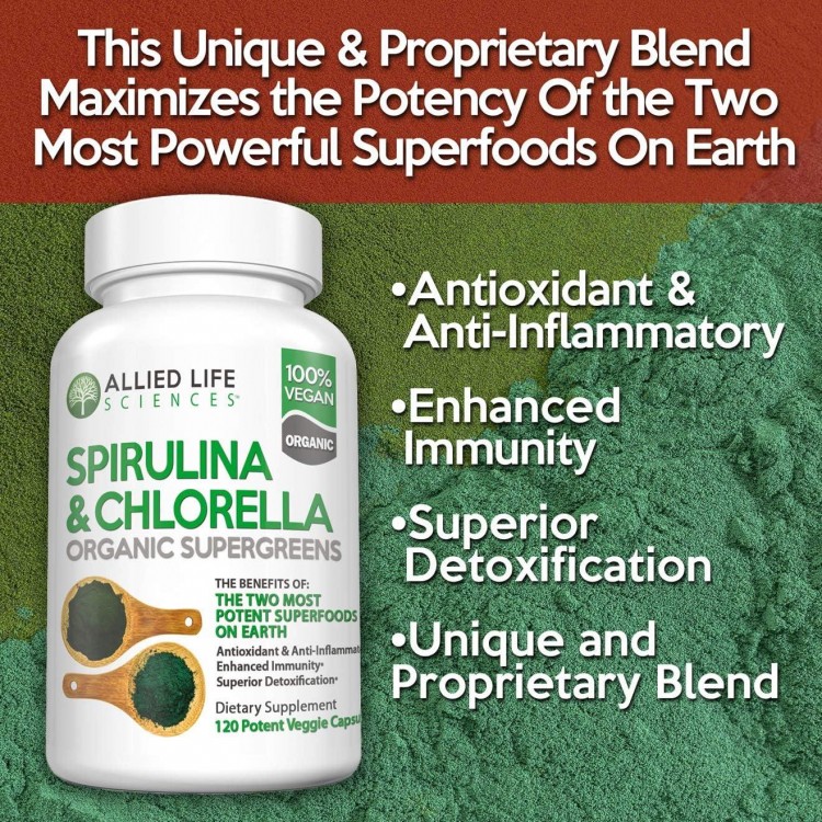 Spirulina and Chlorella | Organic Chlorophyll Vegan Protein Powder