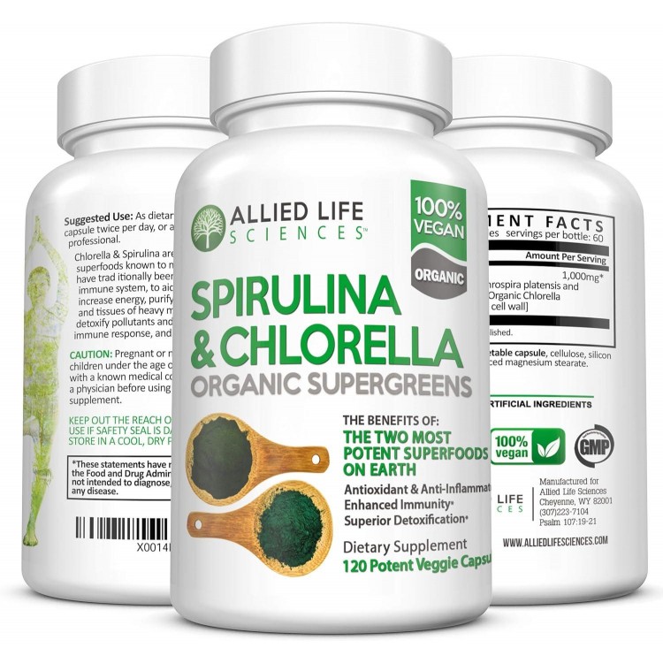 Spirulina and Chlorella | Organic Chlorophyll Vegan Protein Powder