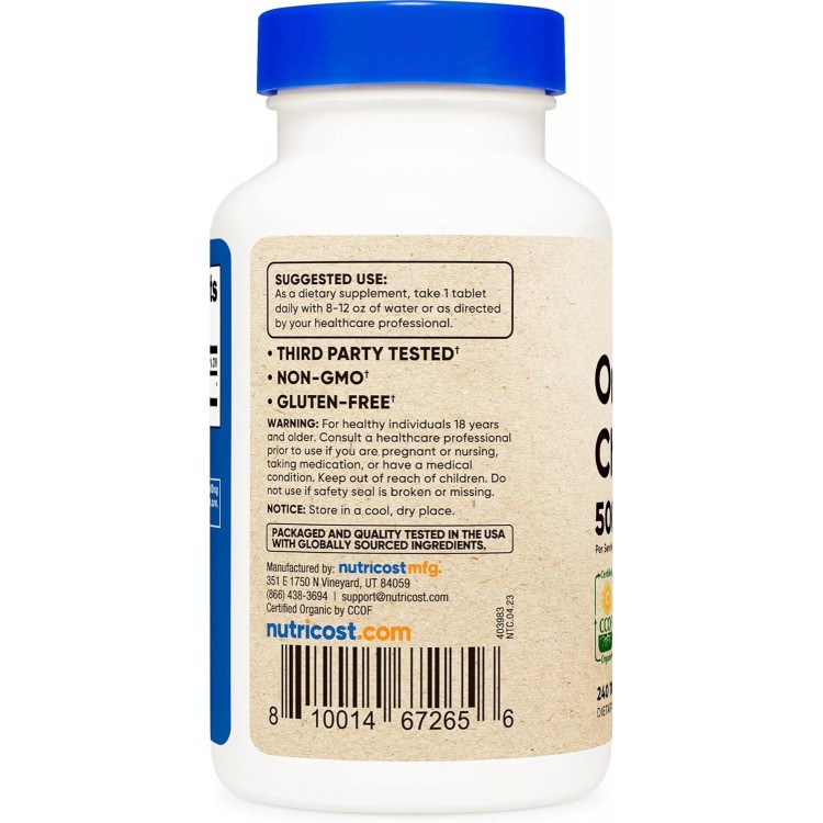 Nutricost Organic Chlorella 500mg, 240 Tablets - Gluten Free, Non-GMO