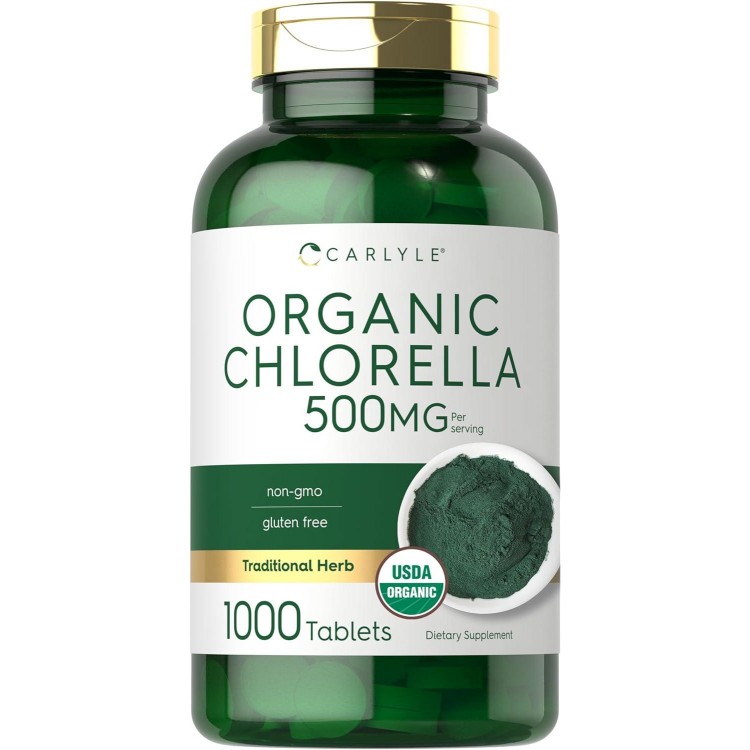 Carlyle Chlorella Tablets Organic 500 mg | 1000 Count | Vegetarian