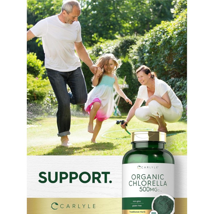 Carlyle Chlorella Tablets Organic 500 mg | 1000 Count | Vegetarian