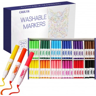 Washable Markers Bulk, 12 Colors 240 Count Bulk Markers, Broad Line Markers Bulk