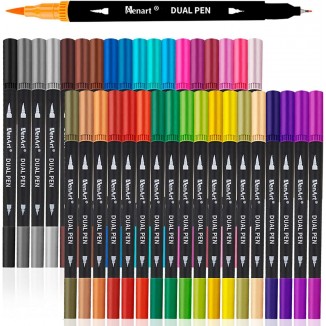 Dual Markers Brush Pens, 36 Fine Point Art Marker, Double Tip Colored Pen for Adult Coloring Hand Lettering Writing Planner