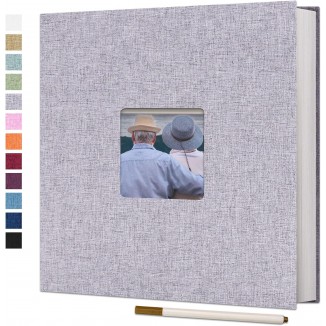  Self Adhesive for 4x6 8x10 Pictures Linen Scrapbook Album DIY 40 Blank Pages with A Metallic Pen
