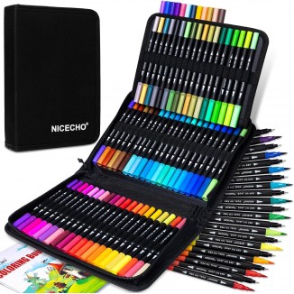 72 Colors Dual Tip Art Markers Pens for Adult Coloring Books, Brush and Fine Tip Coloring Marker