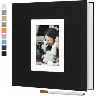 Photo Album Self Adhesive for 2x3 4x6 5x7 8x10 Pictures DIY Scrapbook 40 Blank Pages Linen Cover Memory Book for Wedding