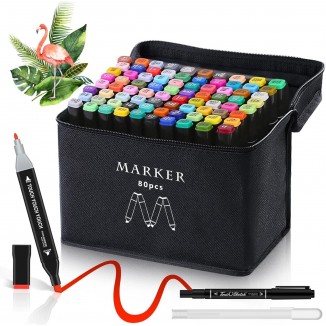 Alcohol Markers,80 Colors Dual Tip Art Markers for Kids & Adult Coloring Sketching Drawing Markers