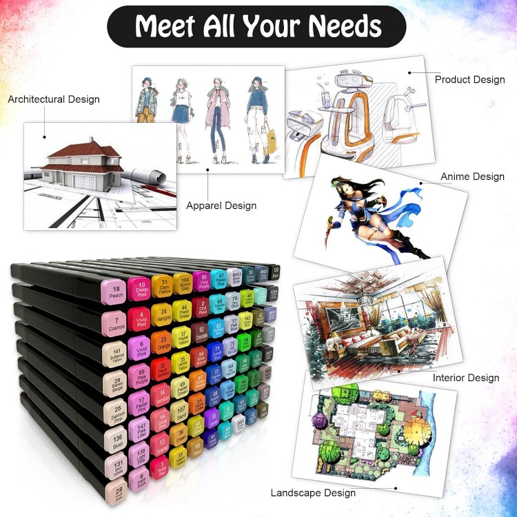 Alcohol Markers,80 Colors Dual Tip Art Markers for Kids & Adult Coloring Sketching Drawing Markers