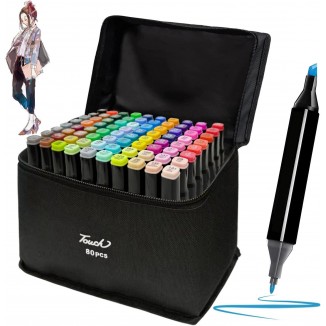 80 Colors Alcohol Markers Set, Dual Tips Blender Art Markers for Drawing Permanent Sketch Markers