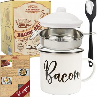 Bacon Grease Container with Strainer - With Food-Grade Silicone Spatula