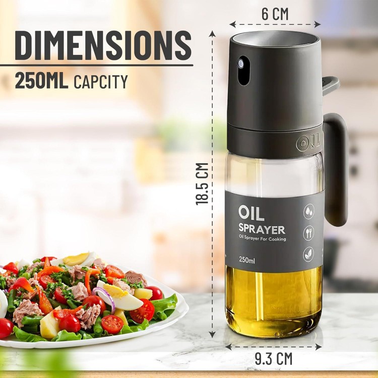 250ml Olive Oil Spray Bottle for AirFryer, Salad, BBQ, Kitchen Baking, Roasting