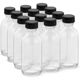 Boston Round Glass Bottles, Perfect for Diy Essential Oils, Perfumes, Whiskey and Juices, 12 Pack Clear