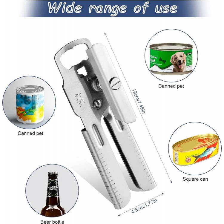 Can Opener Heavy Duty Stainless Steel Manual Can Opener Oversized Easy Turn Knob Sharp Cutting Wheel Good Grips with