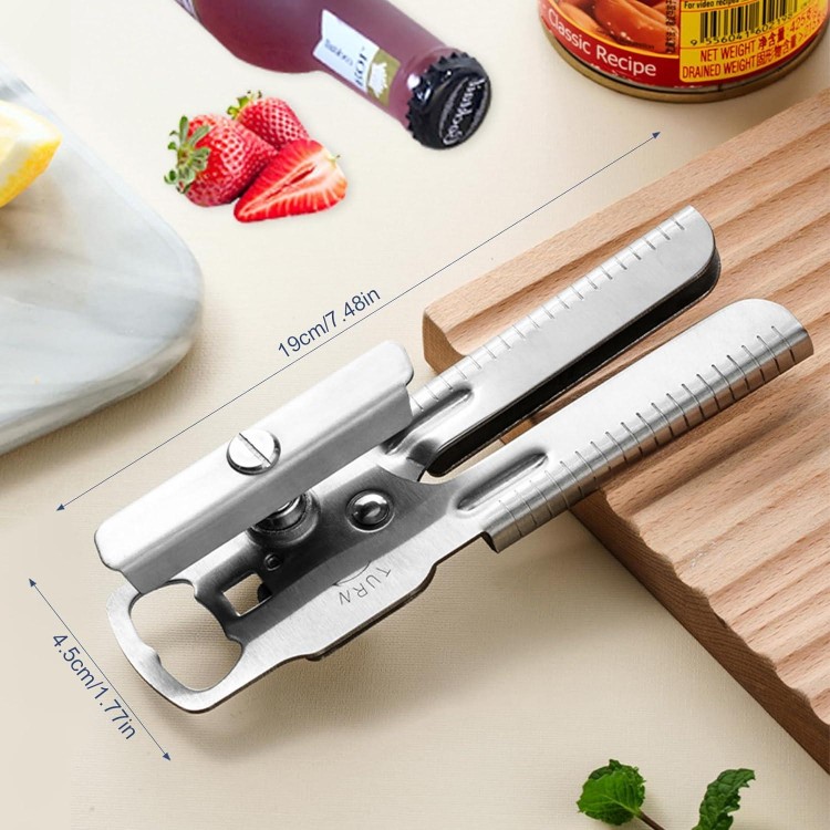 Can Opener Heavy Duty Stainless Steel Manual Can Opener Oversized Easy Turn Knob Sharp Cutting Wheel Good Grips with