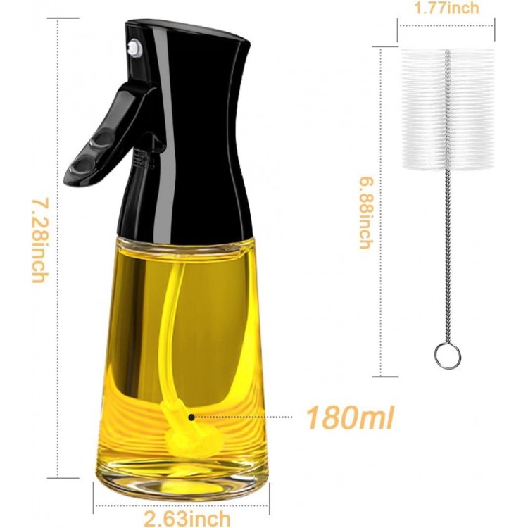 180ml Glass Olive Oil Sprayer with Brush for Cooking - Thick Glass, Strong Spray Force