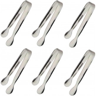 6PCS Ice Tongs Mini Sugar Tongs 4.25Inch Stainless Steel Small Serving Tongs, Small Kitchen Tiny Tongs
