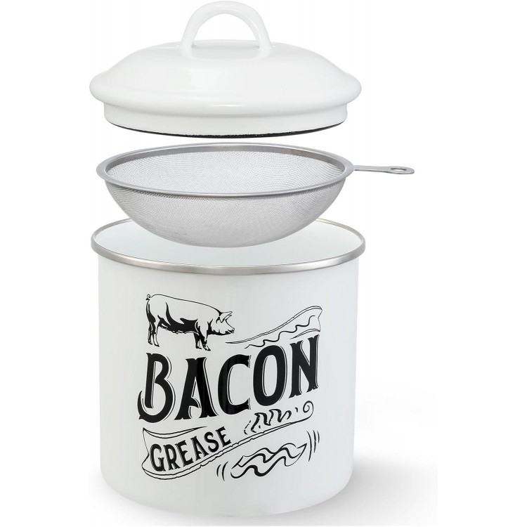 1.3L Bacon Grease Saver Container with Fine Mesh Strainer