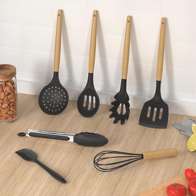 14 Pcs Silicone Cooking Utensils Kitchen Utensil Set - 446°F Heat Resistant