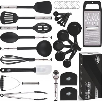 Kitchen Utensils Set 35 PCS Cooking Utensils Set, Nonstick and Heat Resistant Nylon Stainless Steel