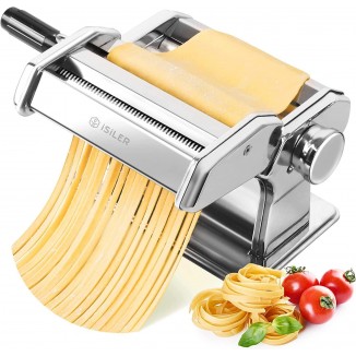 Pasta Machine, ISILER 9 Adjustable Thickness Settings Pasta Maker, 150 Roller Noodles Maker