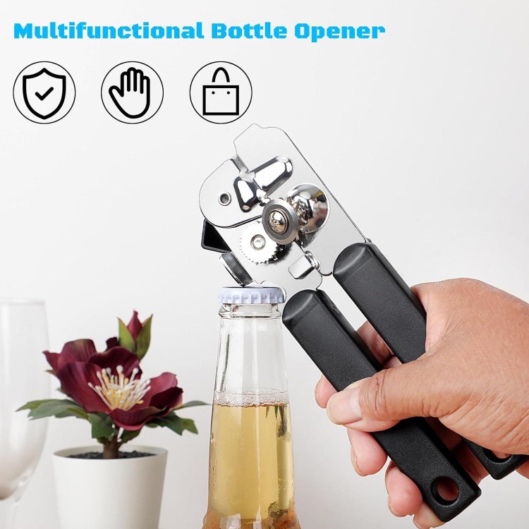 Can Opener Professional Stainless Steel Manual Food-safe Good Grips with Built-in Bottle Opener