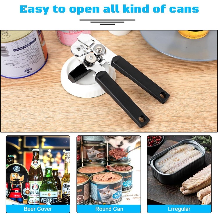 Can Opener Professional Stainless Steel Manual Food-safe Good Grips with Built-in Bottle Opener