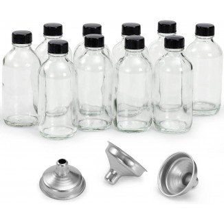 Boston Round Sample Bottles for Potion, Juice, Ginger Shots, Oils, Whiskey, Liquids - NO Leakage