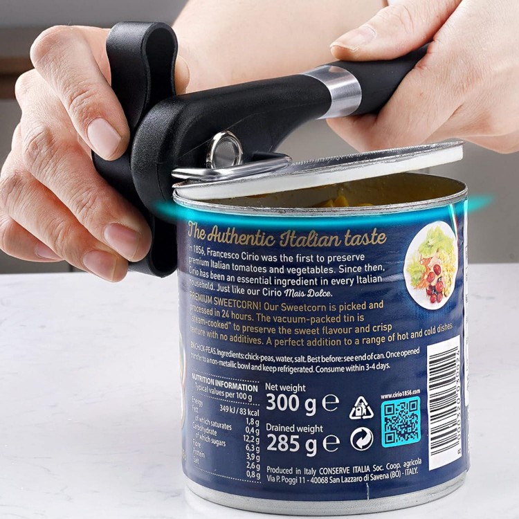 Can Opener Smooth Edge Manual, Can Opener Handheld, No Sharp Edges With Soft Grips, Food Grade Stainless Steel Cutting Can Opener