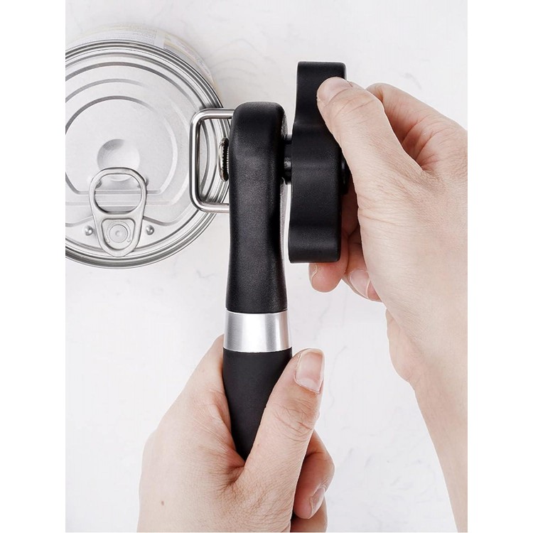 Can Opener Smooth Edge Manual, Can Opener Handheld, No Sharp Edges With Soft Grips, Food Grade Stainless Steel Cutting Can Opener