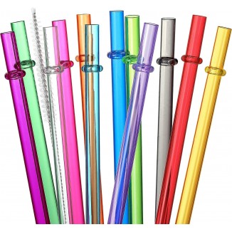 24 PCS, Reusable Straws with 4 Brushes, 10.5 Long Hard Plastic Straws