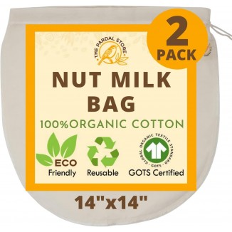 14x14 Nut Milk Bag - 100% Organic Unbleached Cotton Cheesecloth Bags
