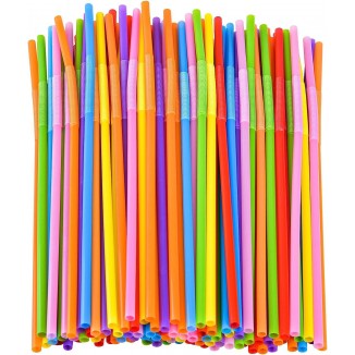 100PCS Flexible Plastic Straws, Colorful Disposable Bendy Party Straws
