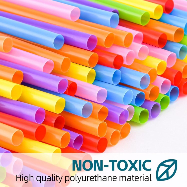 100PCS Flexible Plastic Straws, Colorful Disposable Bendy Party Straws