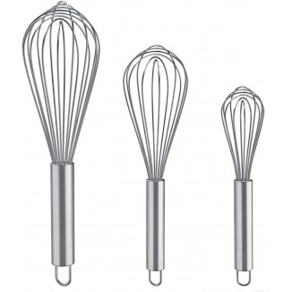 Whisks for Cooking, 3 Pack Stainless Steel Whisk for Blending, Whisking