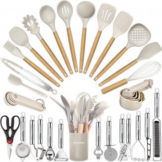 Kitchen Utensils Set- 35 PCs Cooking Utensils with Grater,Tongs, Spoon Spatula &Turner Made of Heat Resistant Food Grade Silicone