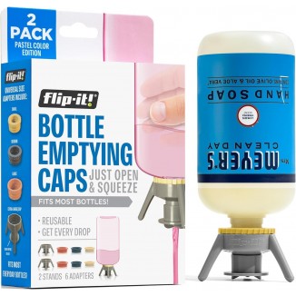plastic bottles – Get out every drop of Shampoos, Lotions, & More – 2 Base Caps, 6 Adapters – Pastel Color Edition