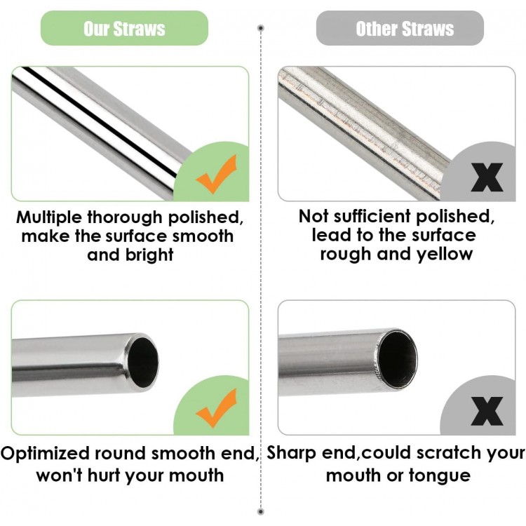 20 Pack Reusable Stainless Steel Metal Straws