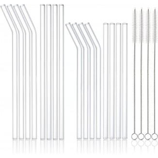 20 Pack Reusable Glass Straws and Brushs, Size 10''x10MM and 8.5''x10MM